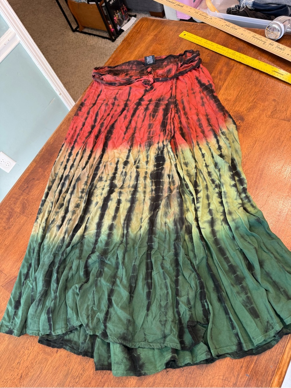 NF Boho Tie Dye Maxi Skirt Dress Free Size Rasta Festival Hippie Coverup Cotton